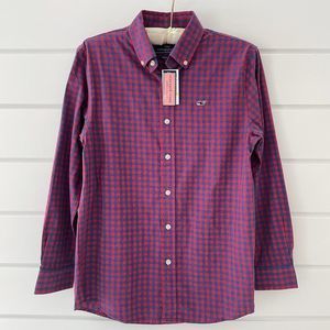 Vineyard Vines Kids Red and Blue Checkered Button Down Shirt